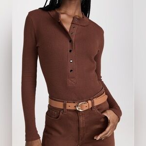 ASKK NY Chocolate Button Down Shirt new Sz 3 or L